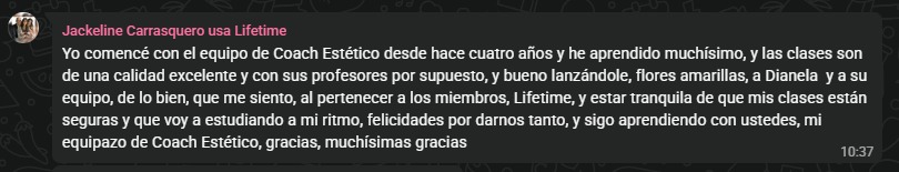 Testimonio real de alumna Lifetime
